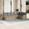vidaXL Garden Sofa Set Beige PE Rattan Large Adjustable Feet
