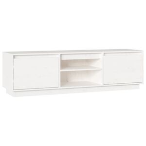 vidaXL TV Cabinet White Solid Pine Wood Medium TV Cabinet Rectangular