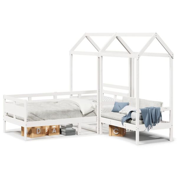 vidaXL Day Bed And Bench Set White Solid Pine Wood