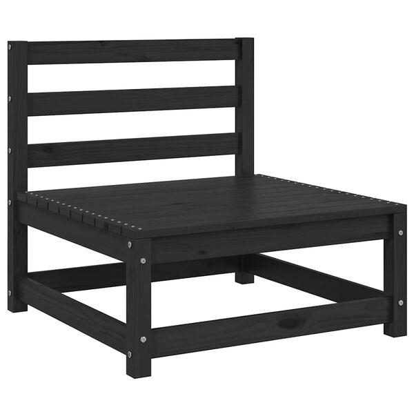 vidaXL Wooden Middle Sofa Black Solid pine wood, fabric (100% polyester)