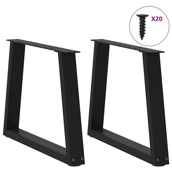 vidaXL Dining Table Leg Set of 2 Black Powder-coated steel Medium