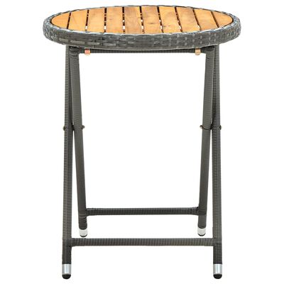 vidaXL Tea Table Gray 23.6" Poly Rattan and Solid Acacia Wood