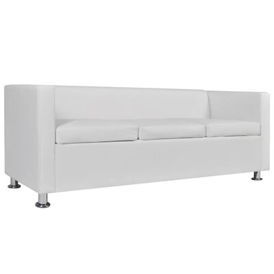 vidaXL Sofa Set Armchair and 3-Seater White Faux Leather