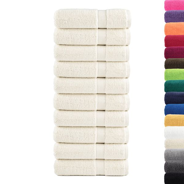 vidaXL Hand Towel Set of 10 Cream 100% Cotton 19.7 x 39.4 in
