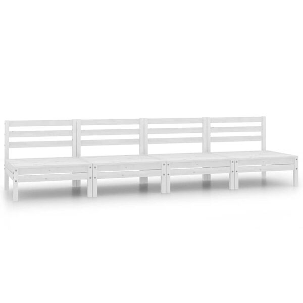vidaXL Middle Sofa White Solid pine Medium Modular Middle Sofa