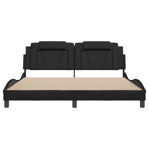 vidaXL Bed Frame "Viana" without Mattress Black 72"x83.9"Faux Leather