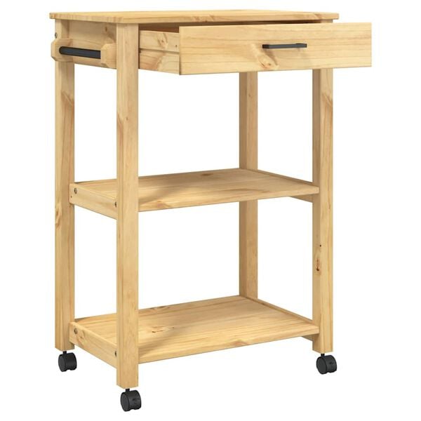 vidaXL Kitchen Trolley MONZA 23.6"x15.7"x34.8" Solid Wood Pine