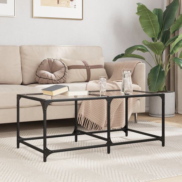 vidaXL Coffee Table Clear glass Engineered wood, stainless steel, glass