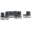 vidaXL Garden Sofa Set with Cushion 6 pcs Black Aluminium