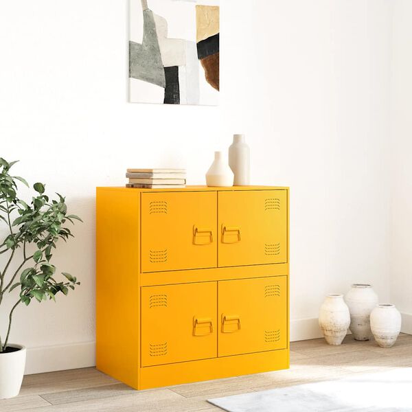 vidaXL Sideboard Mustard Yellow Cold-rolled steel Medium Sideboard