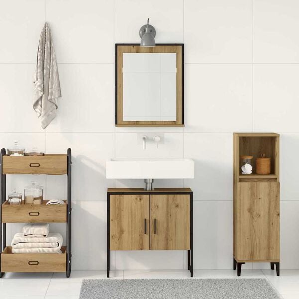 vidaXL Bathroom Furniture Set Wall-mounted 2 pcs Brown Engineered wood