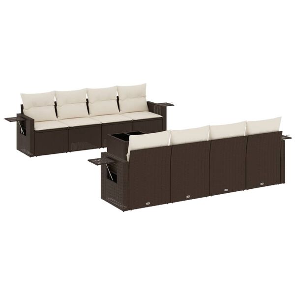 vidaXL Garden Sofa Set Brown, Cream White