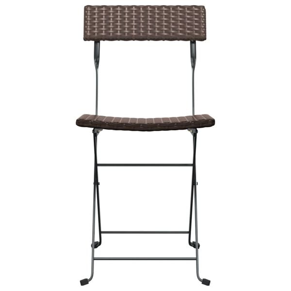 vidaXL Folding Bistro Chair Set of 8 Brown PE rattan, powder-coated steel