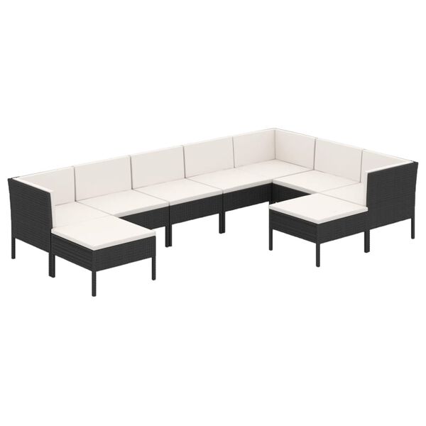 vidaXL Garden Lounge Set Black, Cream White