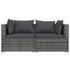 vidaXL 2-seater Sofa Grey PE rattan, steel, plastic, fabric (100% polyester)