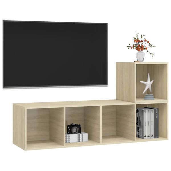 vidaXL 2 Piece TV Stand Set Sonoma Oak Engineered Wood