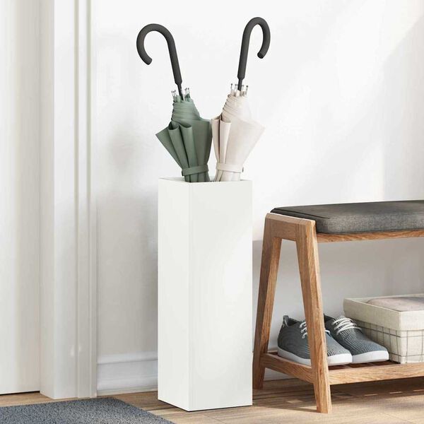 vidaXL Umbrella Stand White 15.5 x 15.5 x 49 cm Metal