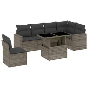 vidaXL Garden Sofa Set Grey PE rattan, powder-coated steel Large Modular