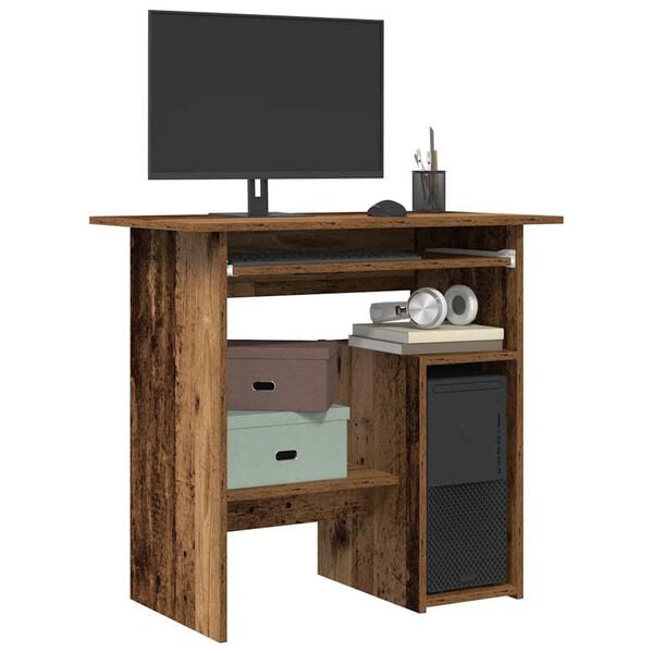 vidaXL Desk Old wood Engineered wood Medium Storage Desk Rectangular