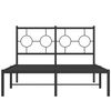 vidaXL Bed Frame Black Powder-coated steel Small Double Bed Frame