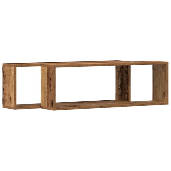 vidaXL Wall Shelf 2 pcs Old wood 80 x 15 x 26 cm Engineered wood