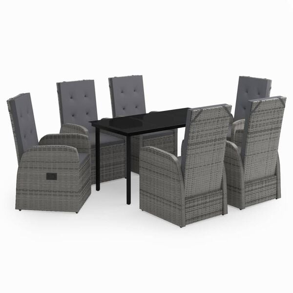 vidaXL Garden Dining Set Grey and black