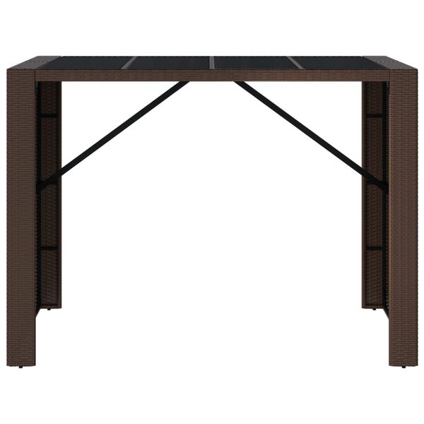 vidaXL Bar Table With Glass Top Brown and Black