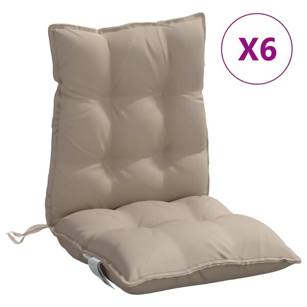 vidaXL Lowback Chair Cushion Set of 6 Taupe Oxford fabric (100% polyester)