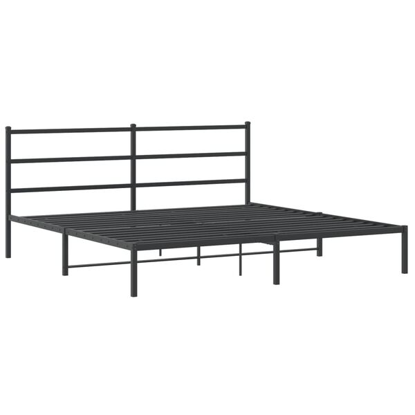 vidaXL Bed Frame Black Powder-Coated Steel Full Modern Bed Frame