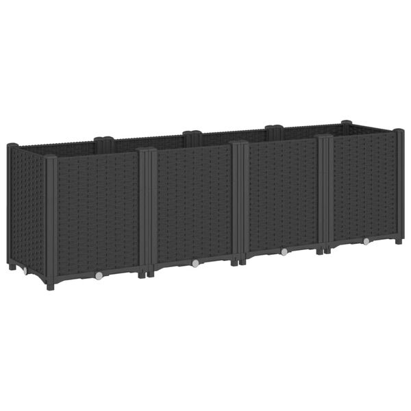 vidaXL Garden Planter Black Polypropylene Large Modular Garden Planter