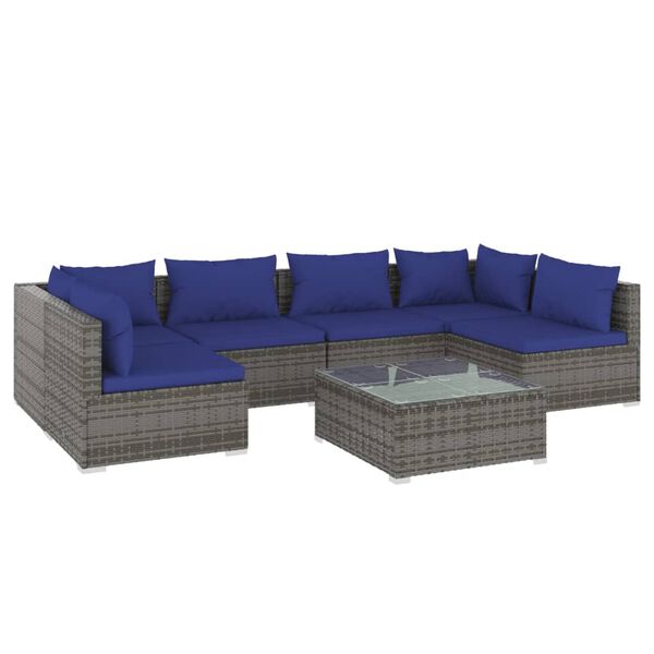 vidaXL Garden Lounge Set Grey, Dark Blue