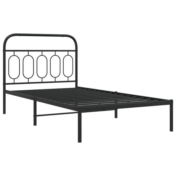 vidaXL Bed Frame Black Steel 42.1 x 79.9 in Stylish and Modern