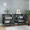 vidaXL Side Table Set of 2 Black Engineered wood, steel