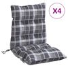 vidaXL Lowback Chair Cushion Set of 4 Gray Check Pattern