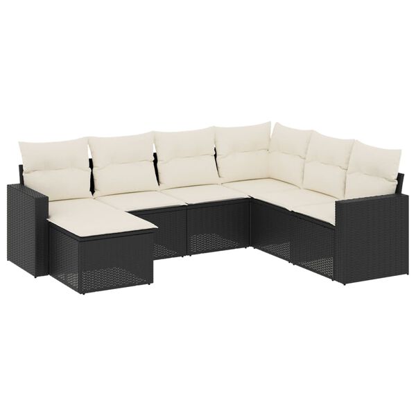 vidaXL Garden Sofa Set Black PE Rattan Large Adjustable Feet