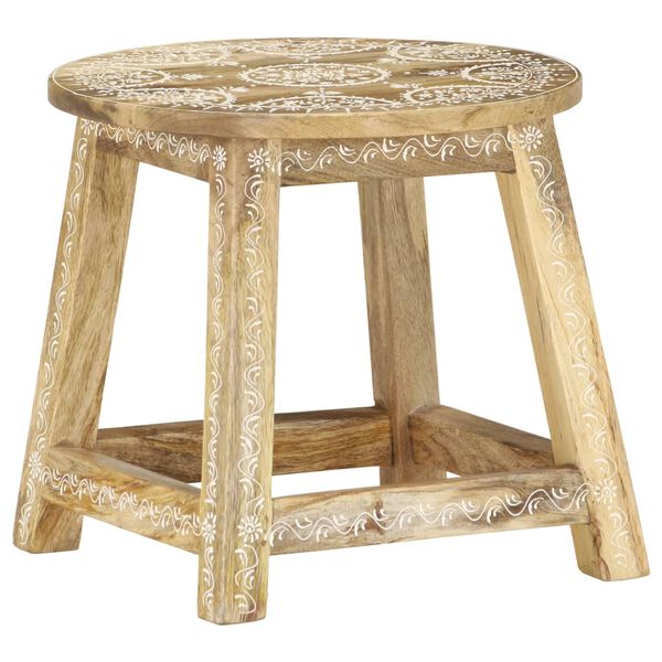 vidaXL Stool Brown with white patterns Solid mango wood 15.0x15.0x13.8 in