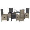 vidaXL Garden Dining Set with Cushion 5 pcs Grey Poly Rattan