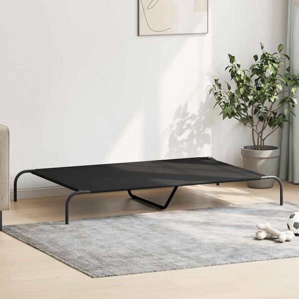vidaXL Elevated Dog Bed Black Oxford fabric and powder-coated steel