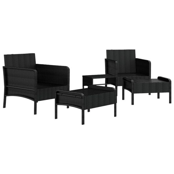 vidaXL Garden Lounge Set Black, White PE rattan, metal Small