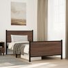 vidaXL Bed Frame Brown oak Steel, engineered wood Twin size Modern