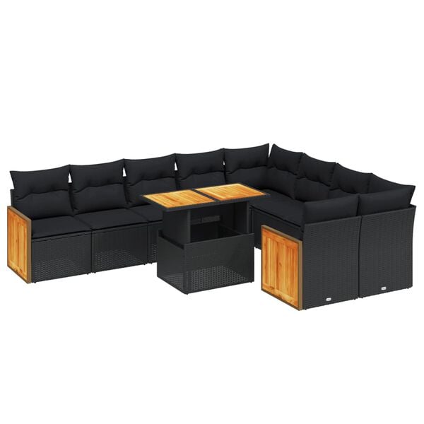 vidaXL Garden Sofa Set Black