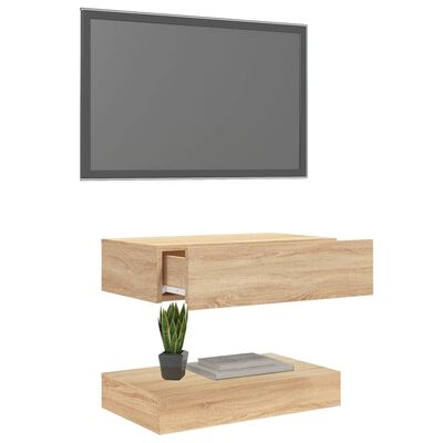vidaXL TV Cabinet with LED Lights Sonoma Oak 23.6"x13.8"