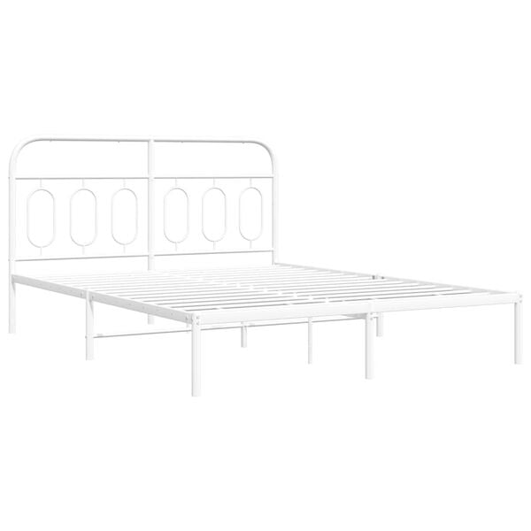 vidaXL Bed Frame White Steel Full Rectangular Modern Durable
