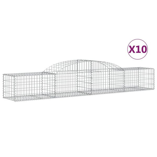 vidaXL Gabion Basket Set of 10 Silver Galvanized Iron Large