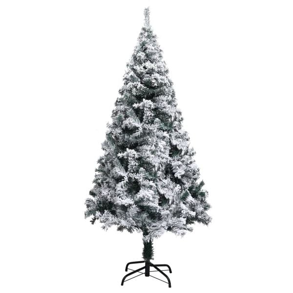 vidaXL Artificial Christmas Tree Green with flocked snow PVC, Metal