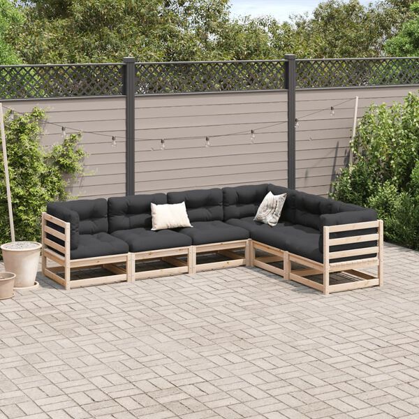 vidaXL Garden Sofa Set Natural Wood Solid pine wood 6-Piece Set Modular