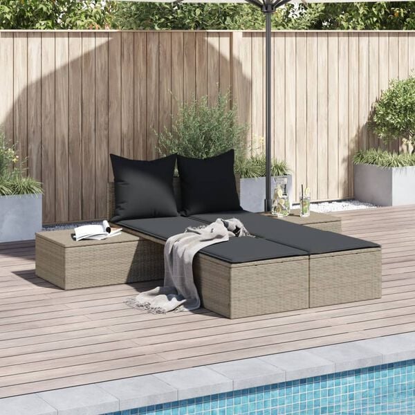 vidaXL Double Sun Lounger Light Grey, Dark Grey