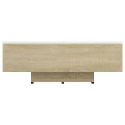 vidaXL Coffee Table White and Sonoma Oak 33.5"x21.7"x12.2" Engineered Wood