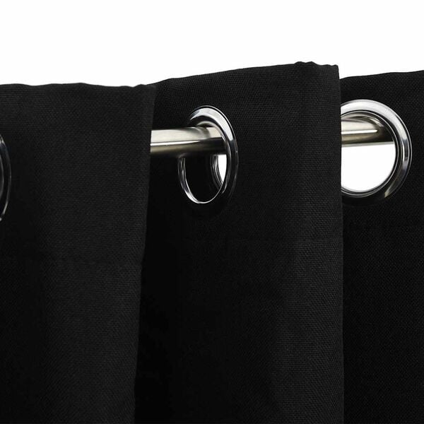 vidaXL Linen-Look Blackout Curtains with Grommets 2pcs Black 140x88.6 "