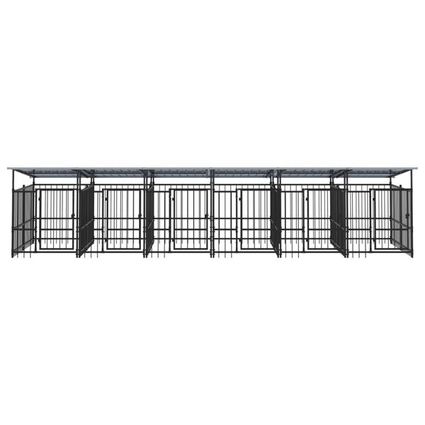 vidaXL Dog Kennel Black Powder-coated steel Large Durable Dog Kennel